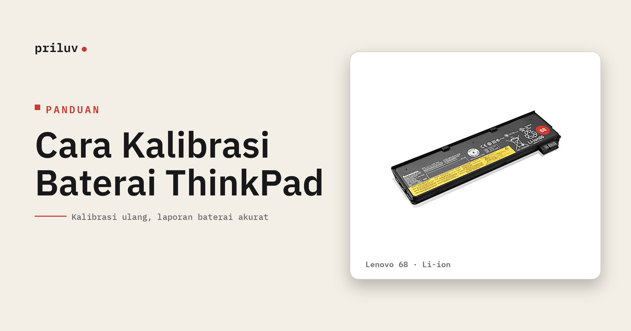 Baterai ThinkPad Lenovo 68 Li-ion di atas kartu putih