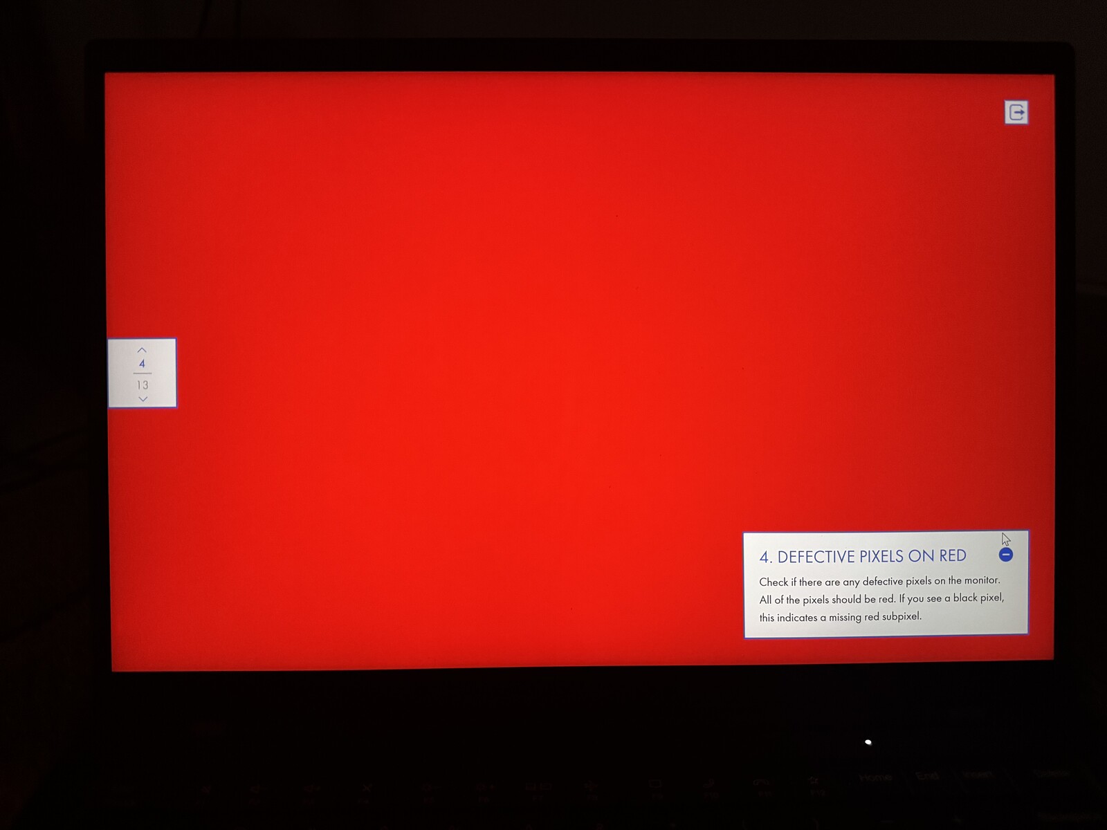Tes dead pixel — layar merah penuh