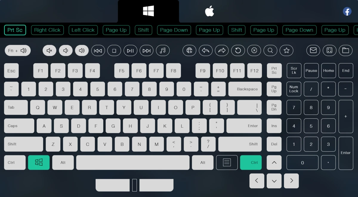 Hasil key tester — semua tombol folio keyboard berfungsi